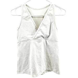 Lululemon Deep V Racerback Tank Top Mesh Back Shelf Bra White 6